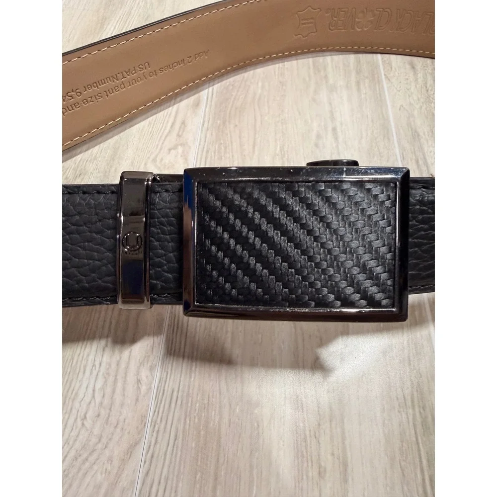 Black Clover Nexbelt Mens Ratchet Belt Carbon Fiber Buckle Leather WBCS8546